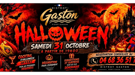 Bistrot Gaston Perpignan : affiche de la soirée Halloween du 31 octobre 2026 dès 19 h, avec cocktail offert aux personnes déguisées et animations.