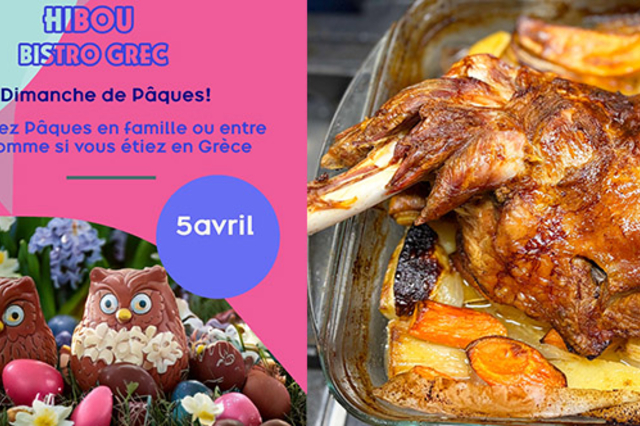Le Hibou bistro grec Perpignan • brunch de pâques le dimanche 5 avril.