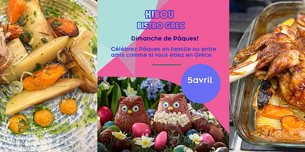 Le Hibou bistro grec Perpignan • brunch de pâques le dimanche 5 avril.