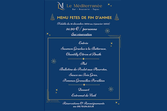 Le Méditerranée Perpignan • Menu pour les fêtes de fin d’année