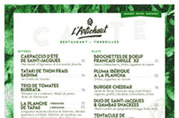 L'Artichaut Torreilles - Carte du restaurant L'Artichaut Torreilles - Carte du restaurant